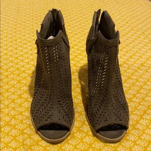 Olive Green Peep Toe Booties